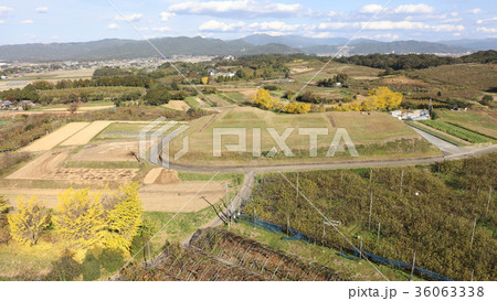 空撮 前方後方墳_福岡県朝倉郡筑前町(2017年11月撮影) 空撮 前方後方墳_福岡県朝倉郡筑前町(2017年11月撮影) 36063338