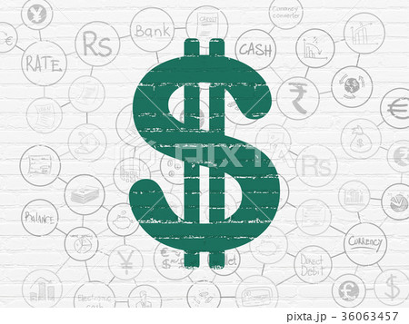 Banking concept: Dollar on wall background Banking concept: Dollar on wall background 36063457