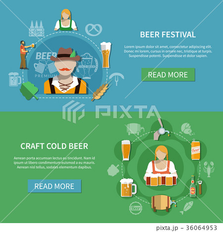 Flat Beer Banners Set 36064953