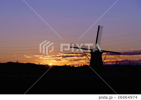 朝日の中の風車 36064974