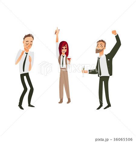 vector flat office workers people dancing 36065506