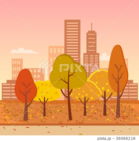 Autumn Park Represented on Vector Illustration 36066216