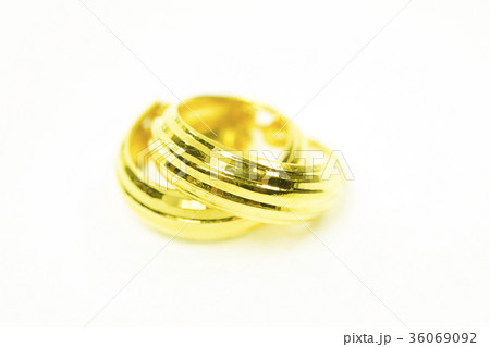 Gold pendant cameo earring jewelry isolated white 36069092