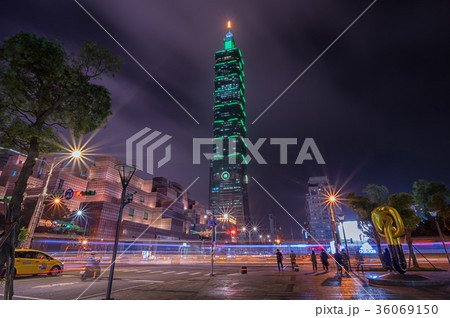 【台湾夜景】台北　台北101　レーザービーム 36069150