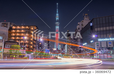 【東京夜景】浅草　駒形橋東詰　東京スカイツリー 36069472