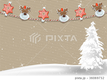 Christmas Background with Clothespin Decoration 36069732