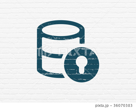 Database concept: Database With Lock on wall Database concept: Database With Lock on wall 36070383