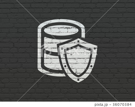 Programming concept: Database With Shield on wall 36070384