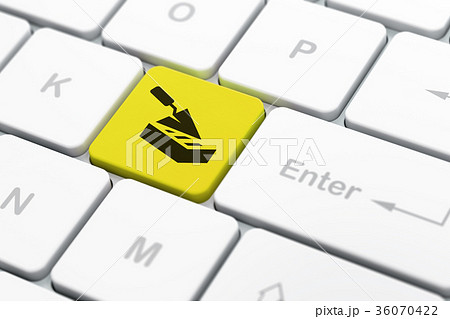 Constructing concept: Brick Wall on computer 36070422