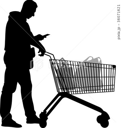 Silhouettes of men with shopping trolleys 36071621