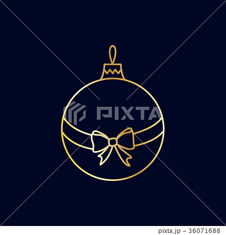 Vector golden Christmas tree ball, ribbon and bow 36071688