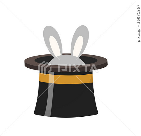 Magician hat with a rabbit icon flat style Magician hat with a rabbit icon flat style 36071867