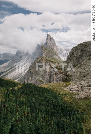 Mount Seceda (2500m) in Dolomites, Italy Mount Seceda (2500m) in Dolomites, Italy 36071946