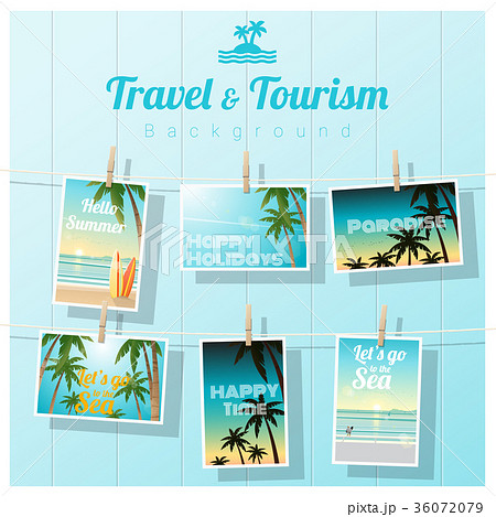 Sea postcards displayed on colorful background 36072079