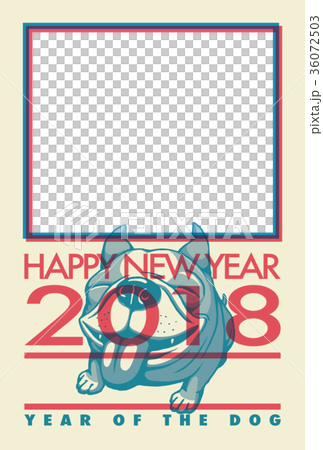 2018年賀状_フレンチブルドッグのフォトフレーム_添え書きスペース空き 2018年賀状_フレンチブルドッグのフォトフレーム_添え書きスペース空き 36072503