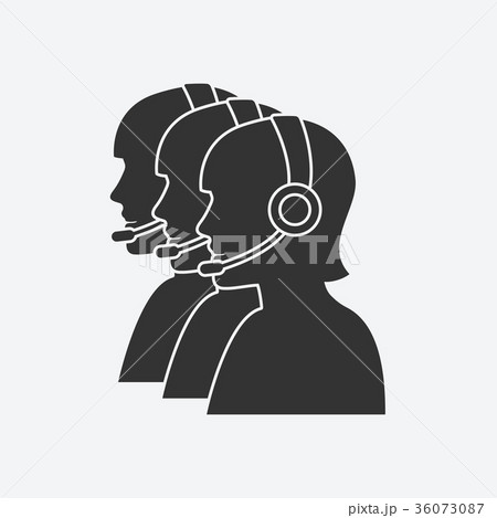 Three Silhouette Girls Operators Call Centerのイラスト素材