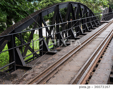 Black steel structure of the historical bridge 36073167