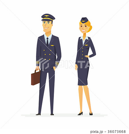 Pilot and flight attendant - cartoon people 36073668