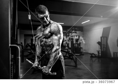 Young Bodybuilder Doing Exercise For Triceps Young Bodybuilder Doing Exercise For Triceps 36073967