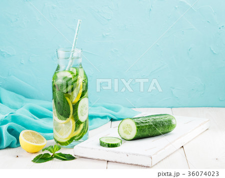 infused detox water with cucumber, lemon and mint infused detox water with cucumber, lemon and mint 36074023