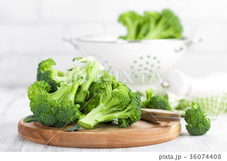 Fresh broccoli on white background closeup 36074408