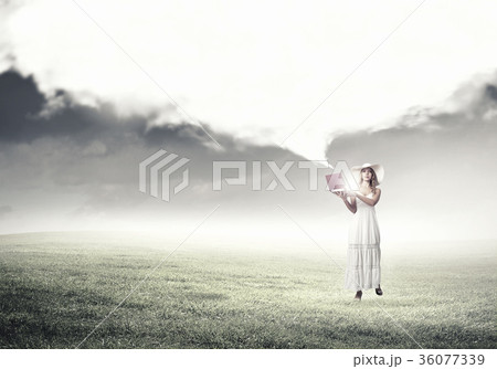 Lady using laptop 36077339