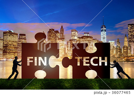 Fintech financial technology concept with puzzle Fintech financial technology concept with puzzle 36077465
