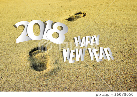 Happy new year for 2018 on the sand background 36078050