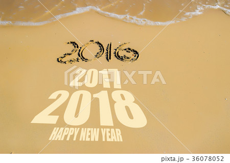 Happy new year for 2018 on the sand background Happy new year for 2018 on the sand background 36078052