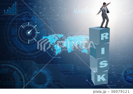 Businessman in risk and reward business concept 36079121
