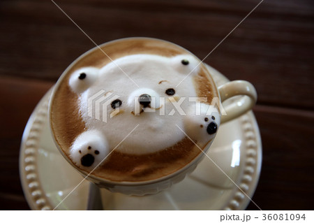 Latte coffee with bear on top Latte coffee with bear on top 36081094