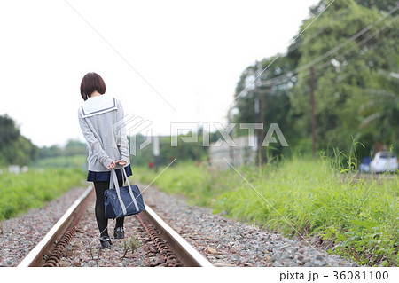 Portrait of Japanese school girl with countryside park 36081100