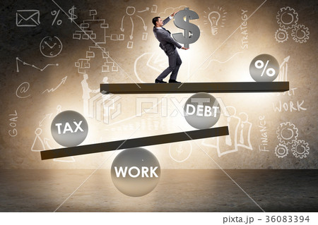Businessman in debt and tax business concept 36083394