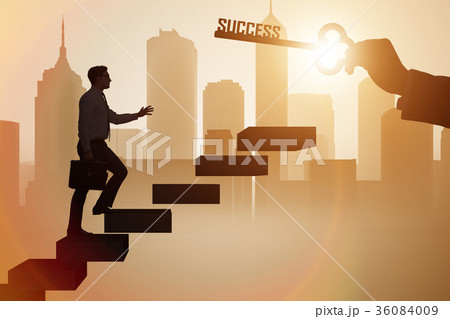 Businessman climbing the career ladder of success Businessman climbing the career ladder of success 36084009