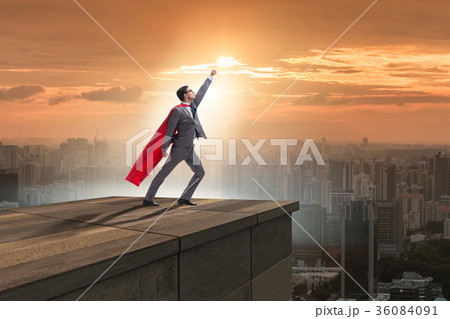 Businessman superhero successful in career ladder 36084091