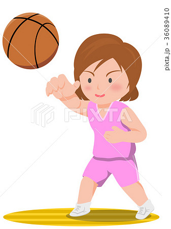 バスケットボール パス 女子のイラスト素材