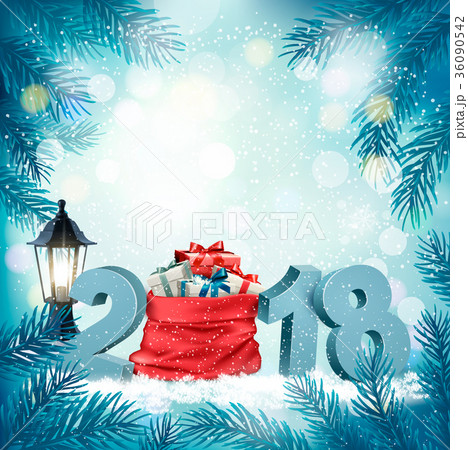 Christmas holiday background with 2018  36090542
