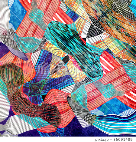 Abstract multicolored linear waves background  36091489