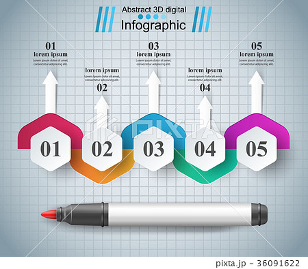 Abstract marker drawing 3d infographics 36091622