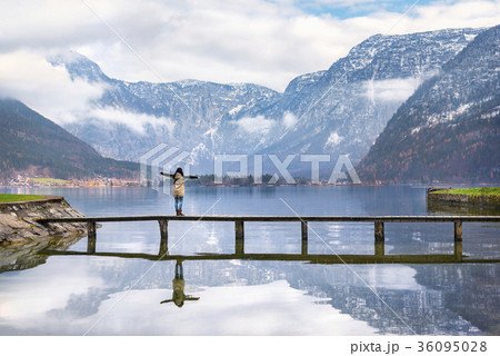 Woman enjoying alpine scenery 36095028