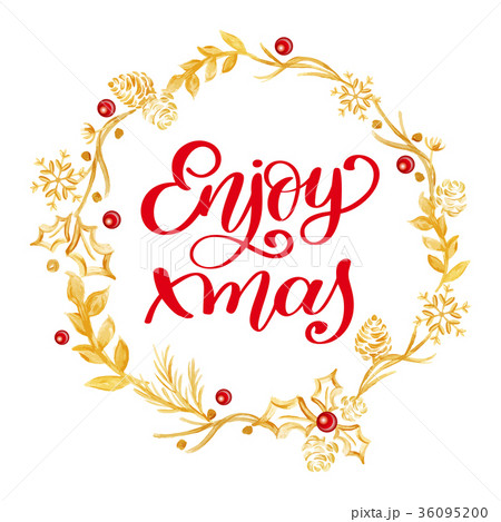Enjoy xmas Calligraphy Lettering red text and a 36095200