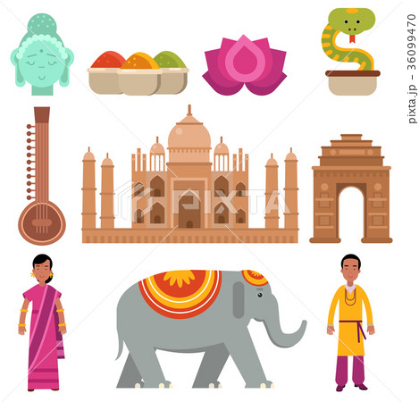 India collection set with traditional symbols of 36099470