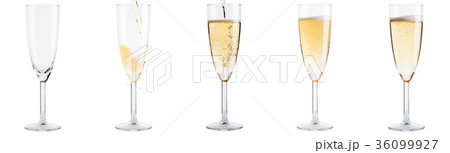 Set of empty to full champagne glasses Set of empty to full champagne glasses 36099927