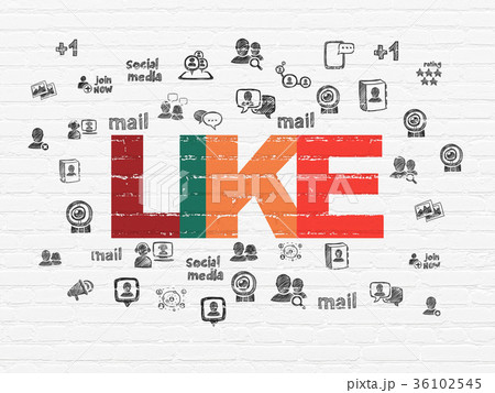 Social network concept: Like on wall background Social network concept: Like on wall background 36102545