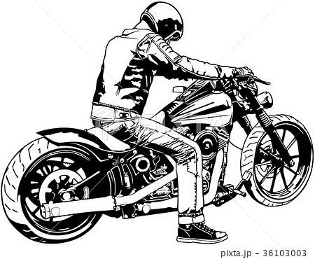 Harley Davidson And Riderのイラスト素材 36103003 Pixta