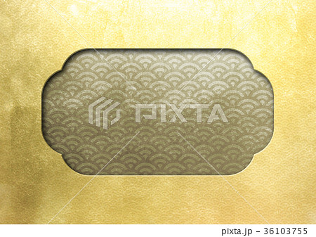 フレーム金_青海波（背景素材）薄金 36103755