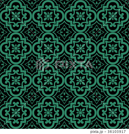 Antique seamless retro green pattern background 36103917