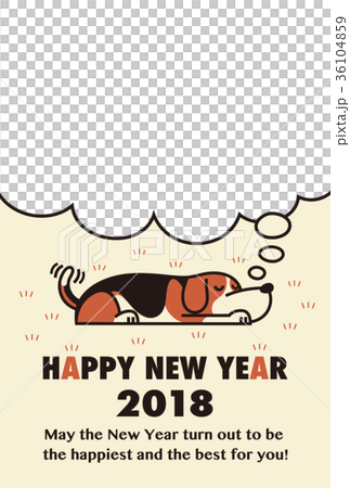 2018年賀状_初夢ビーグルPF_HNY_英語添え書き付き 2018年賀状_初夢ビーグルPF_HNY_英語添え書き付き 36104859