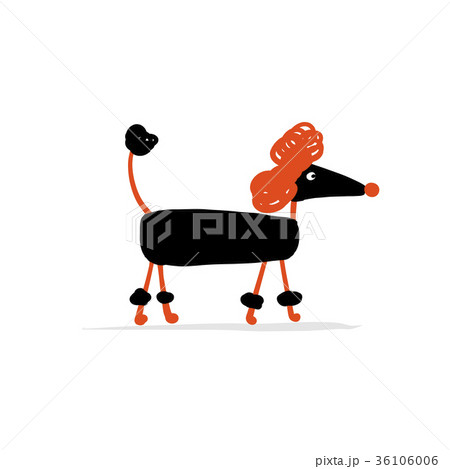 Funny poodle dog, sketch for your design 36106006