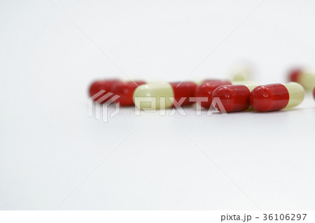 Capsule pills on white background Capsule pills on white background 36106297